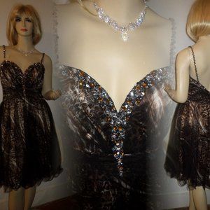 Copper Brown Prom Dress with  Sheer Mesh toole